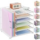 Gianotter Desk Organizers and Accessories, 6-Tier Paper Organizer with Magazine Rack, Office Desk Accessories & Workspace (White)