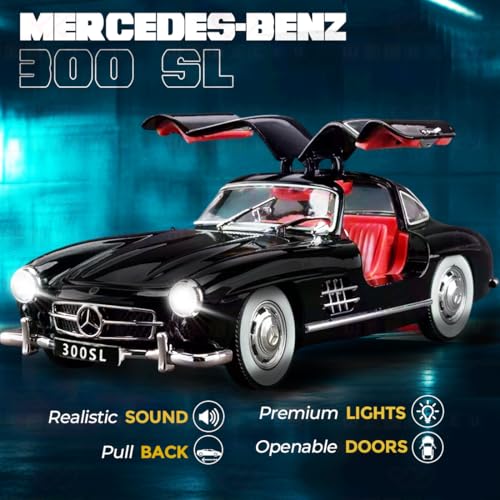 Image of Wembley Kids Die-Cast Metal Vintage Car| Premium Pull-Back Toy with Openable Doors| Engaging Lights & Sound| Battery Operated Rechargeable Car Toy| Ideal Gift Option for Boys Age 5+ (Black)