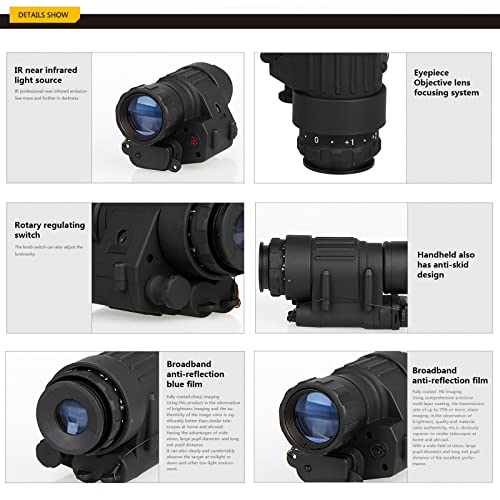 ANIUXIAOGE Monocular Night Vision Scope Military Grade Digital Night Vision Goggle PVS-14 Device Head-Mounted IR Night Vision Telescope for Hunting, Clear,White,Black - Image 5