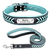 Didog 4 Feet Braided Custom Leather Dog Collar and Leash Set, Soft Padded Leather Dog Collars Person