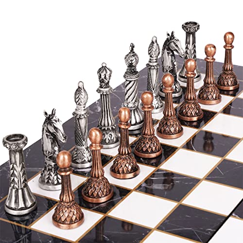 Agirlgle FGCHESS Retro Metal Chess Set For Adults And Kids – Marbling Chess Board thumb #2