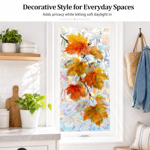 Vinilo decorativo para ventana 17x39 pulgadas hojas miniatura 4