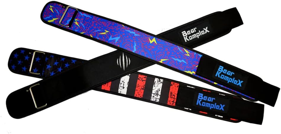Bear KompleX 4" Straight Weightlifting Belt for at-Home Powerlifting, Squats, Weight Training and More. Low Profile with Super Firm Back for Maximum Stability & Exceptional Comfort
