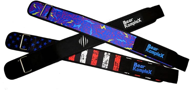 Bear KompleX 4 Straight Weightlifting Belt for at-Home Powerlifting, Squats, Weight Training and More. Low Profile with Super Firm Back for Maximum Stability & Exceptional Comfort