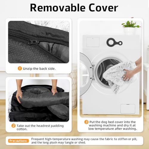 Calming Dog Bed Fluffy Plush Dog Mat for Furniture Protector with Removable Washable Cover for Large Medium Small Dogs and Cats (Large, Light Grey) - Image 5