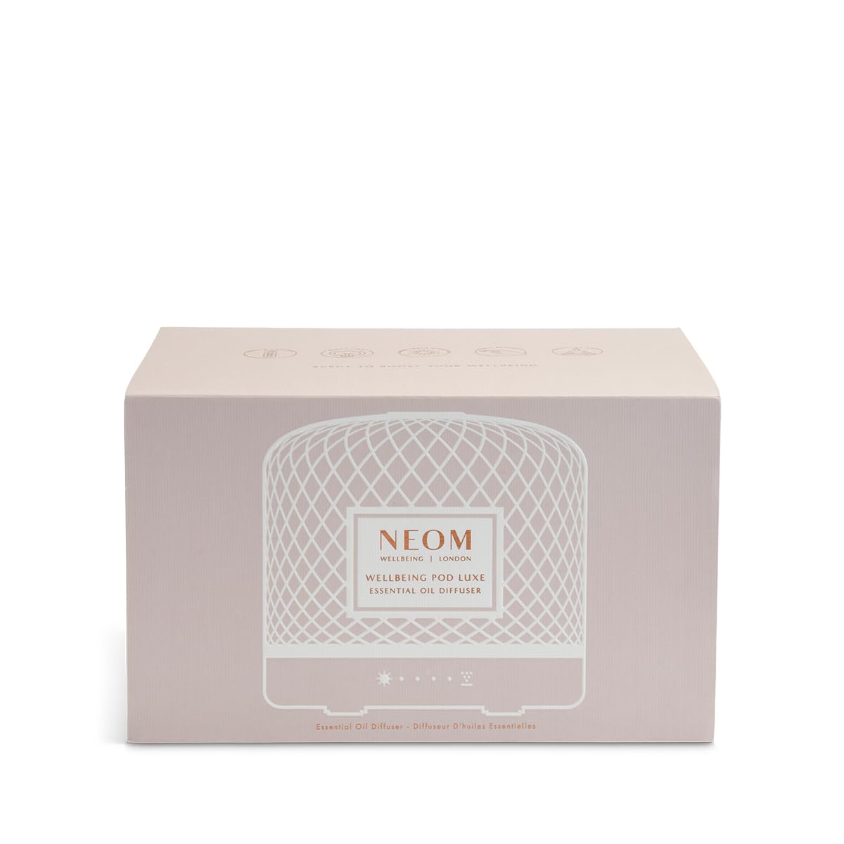 NEOM – Wellbeing Pod Luxe | Difusor de aceite esencial ultrasónico premium | Cubierta de cerámica, control remoto, luz LED y temporizador | Difusor de aromaterapia | Fragancia casera..