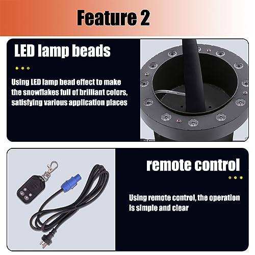 Máquina de nieve LED de 2000 W con 12 luces RGB, efecto escénico silencioso y colorido para Navidad, bodas y fiestas miniatura 4