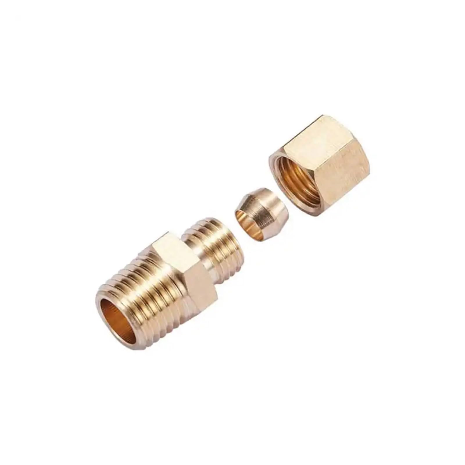 Accesorio de Conector de compresión de latón de 1/4" de diámetro Exterior x 1/8" NPT Macho(Pack of 1000)