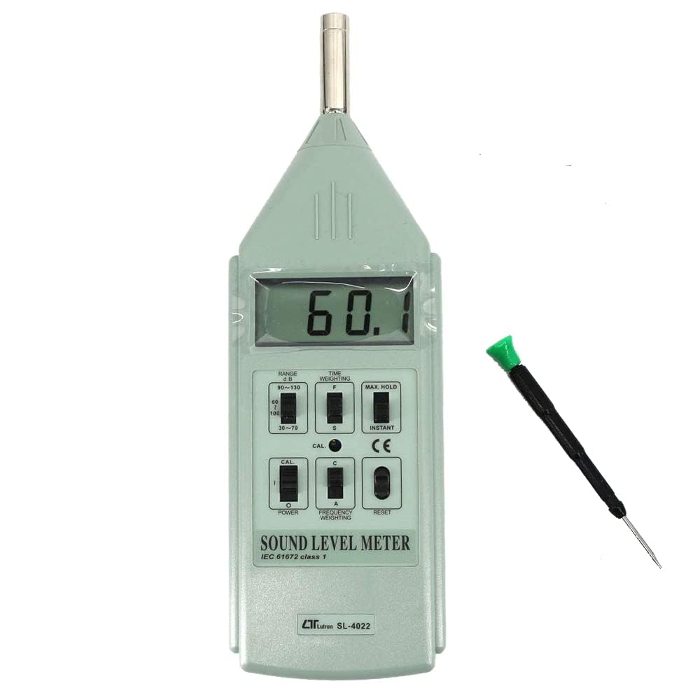 Sonómetro portátil de Clase 1 (rango: 30 a 130 dB) para mediciones acústicas, monitoreo ambiental y ruido industrial | Sonómetro para inspección acústica y control de ruido | Modelo: SL-4022