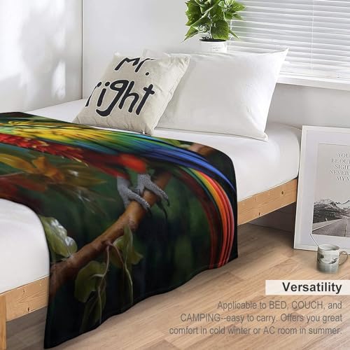 Manta de loro suave y cálida para sofá de 180x200 cm con diseño de aves 7