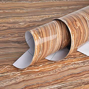 Image of Self Adhesive Gloss Vinyl Wrap Film, High Gloss Marble Furniture Film Wallpaper (24 * 48 inch, Glossy Marble Texture)