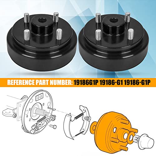 RANSOTO Golf Cart Brake Drum Hub Compatible with 1982-UP EZGO TXT Electric, 1982-1993 2-Cycle Gas Models Replaces 19186G1P 19186-G1P 17082-G2 17298-G1 Pack of 2
