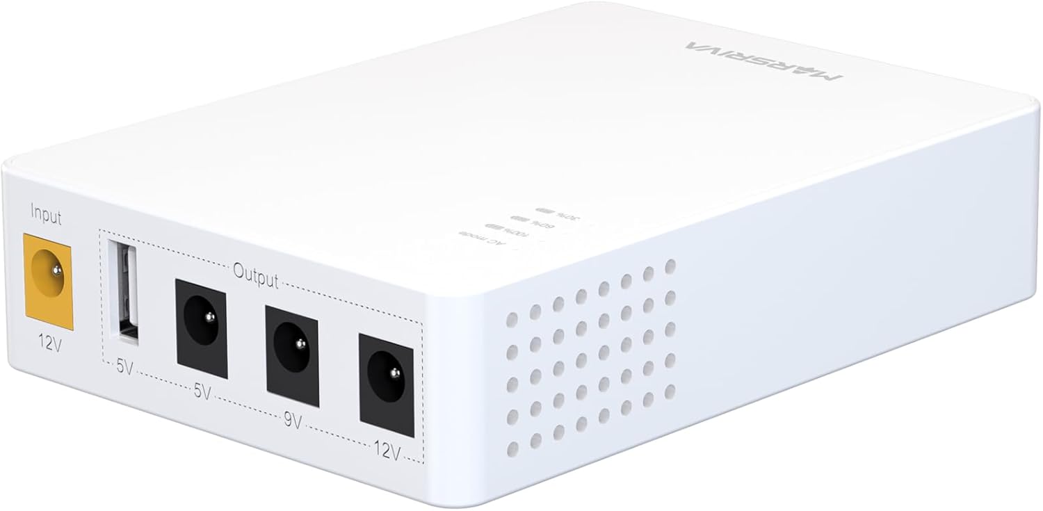 KP3 Small UPS Mini UPS DC 10000mAh 36Wh Battery Backup, 0ms Switch Multi-Port UPS for Router/LED Gentle/Smartphone/CCTV Digicam