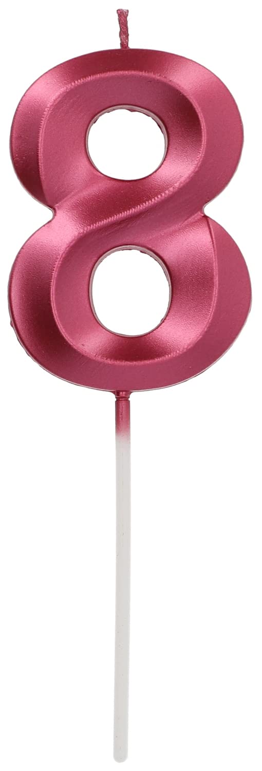 Folat 18888 Candle Glamour Number 8 Red Metallic