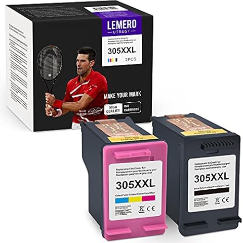 LEMEROUtrust 305XXL Ink Cartridges Compatible for HP 305 305XL 305XXL for HP Deskjet 2710 2720 2722 4120 4130 Envy 6010 6020 6030 All-In-One Printer(1 Black/1 Color) Cover
