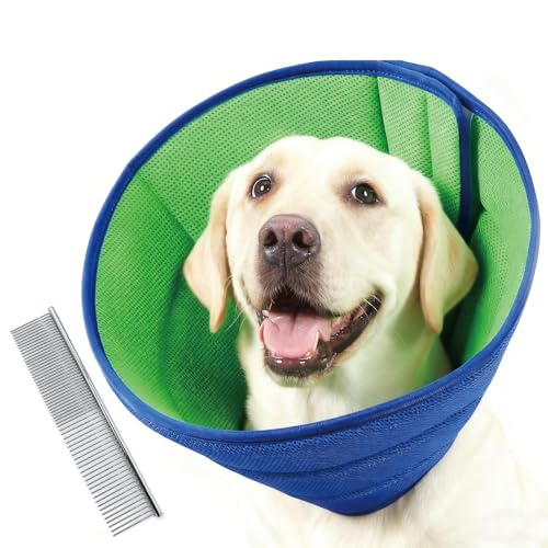 Halskrause Hund, 38-44 cm Schutzkragen Hund, Leckschutz Hunds, Einstellbarer Hundekragen, Leicht Schutzmaßnahmen Schutzkragen Mit Hundekamm Für Postoperative Pflege Und Täglichen Schutz