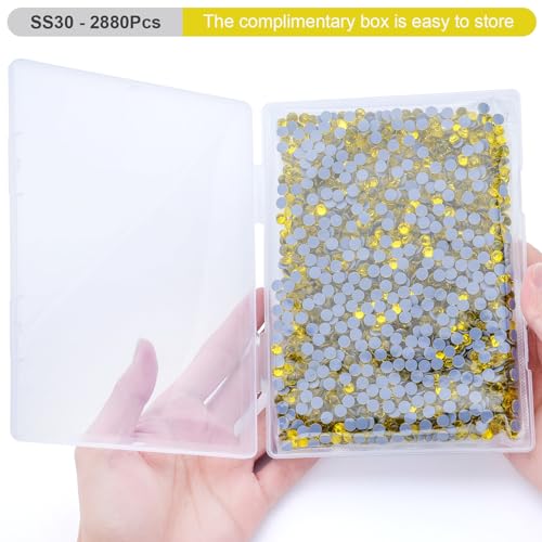 Image of Hotfix Rhinestones Bulk, 2880PCS Citrine Hot Fix Rhinestones for Clothes DIY Decoration Crafts, Citrine, SS30, 6.3-6.5mm