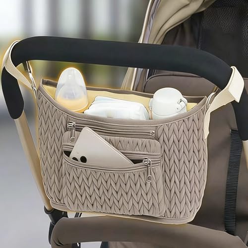 Bolso colgante práctico para cochecito color caqui miniatura 4