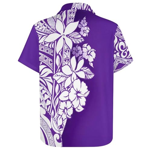 Men's Polynesian Tribal Print Cuban Collar Shirt Short Sleeve Button Down Beach Hawaiian Shirts with Pocket4