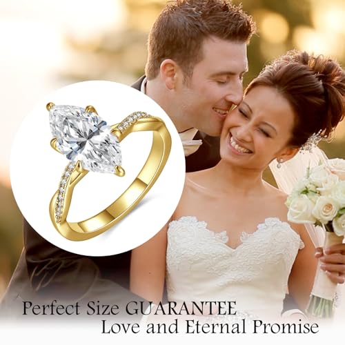 3.5CT Marquise Cut Engagement Ring for Women, Infinity Twisted Promise Wedding Cubic Zirconia Band, White Gold/14K Gold Plated Simulated Diamond Anniversary Rings Size 5-9 6