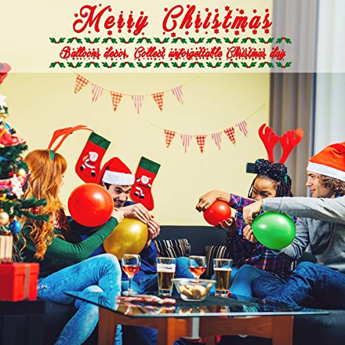 Christmas Balloon Garland Kit, 203 Pcs Green Red Gold leaf stars Confetti Balloons with Santa Claus Christmas Tree Balloon, Equipped with a series of Balloon Tools for Christmas Party Decorations New Year Theme decor
