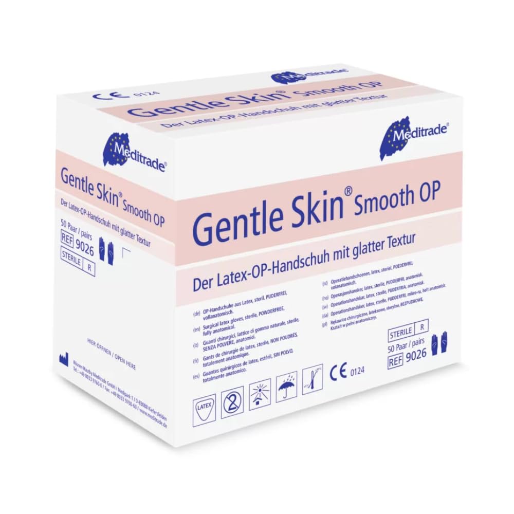 Meditrade 90266 Gentle Skin Smooth Latex Op-Handschuh, Puderfrei, Steril, Größe 6 (100-er pack)
