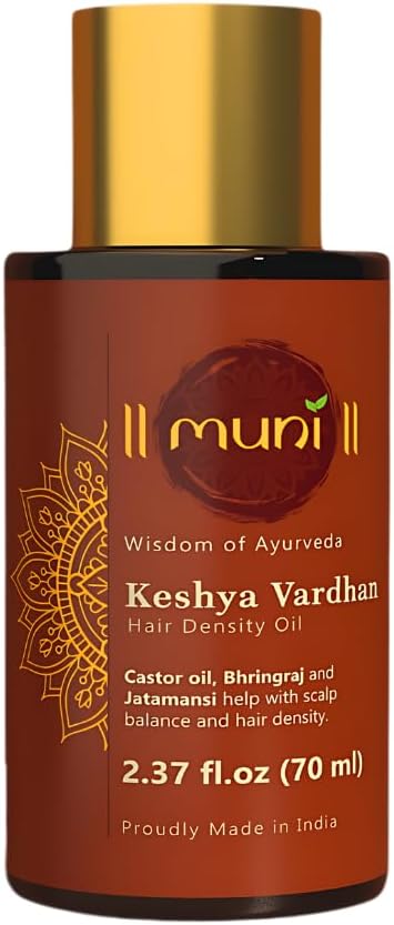 MUNIAyurvedic Castor Oil & Rosemary Oil for Hair Growth with Bhringraj, Coconut, Amla, Argan, Brahmi. DHT Blocker for Scalp Treatment. Hair Loss Treatment for Women & Men, 2.37 fl oz