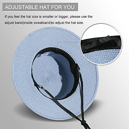 Image of Sun Hats for Women Wide Brim Straw Boater Hat Foldable Packable Beach Hat for Summer Fit Size 6 8 /7-7 1 /4