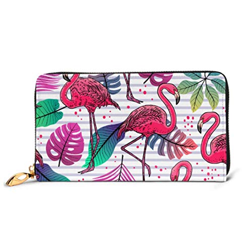 Preisvergleich Produktbild JHGFG Mode Handtasche Reißverschluss Brieftasche Schöne rosa handgezeichnete Flamingos Telefon Clutch Geldbörse Abendkupplung Blocking Leder Brieftasche Multi Card Organizer