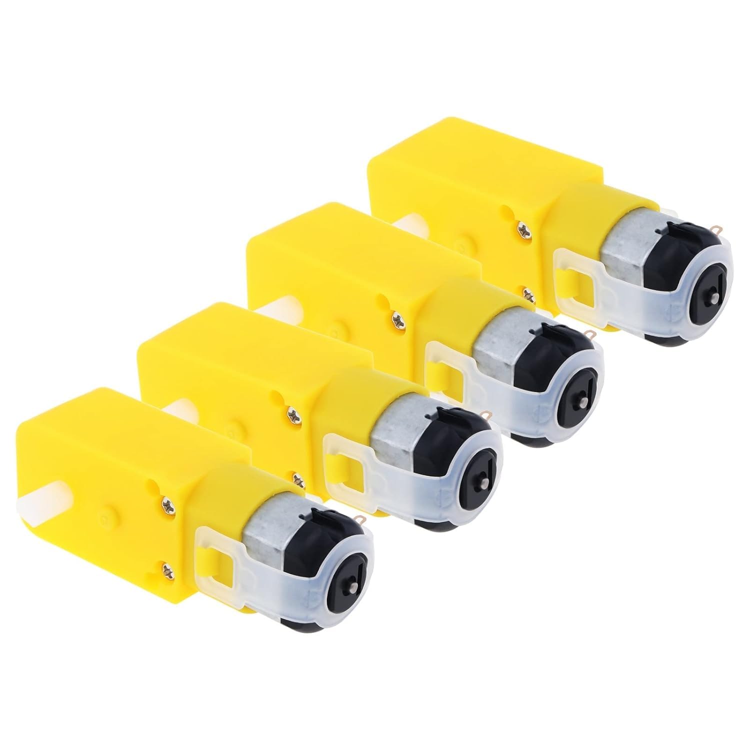 DC Gear Motor Pack of 4 for Smart Car Projects, 3V to 6V Voltage Range, Heavy Duty DIY Robotics Kit with Presoldered Wires and High Torque for Rduino-image-18