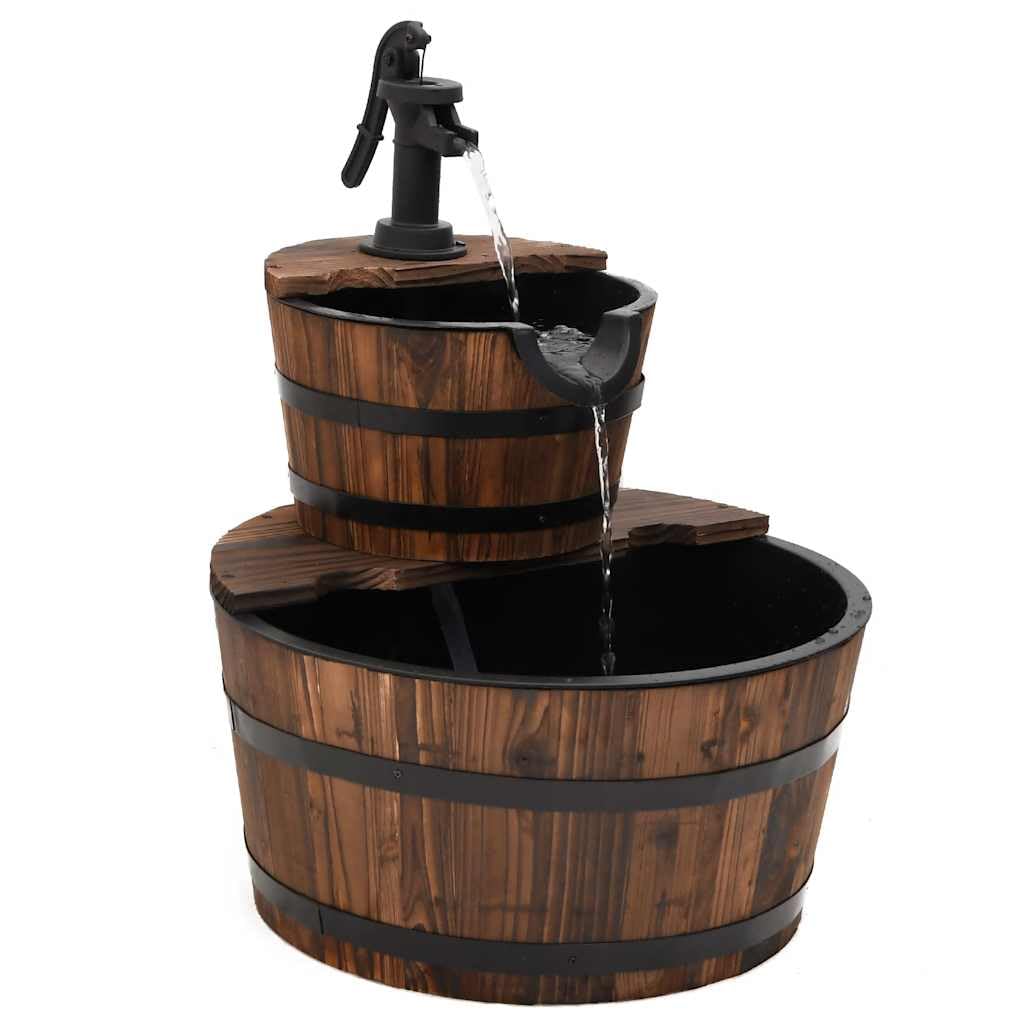 Fontana da giardino con pompa, 44,5 x 44,5 x 58 cm, in legno di abete massiccio, cascata, per giardino, terrazza, balcone, decorazione