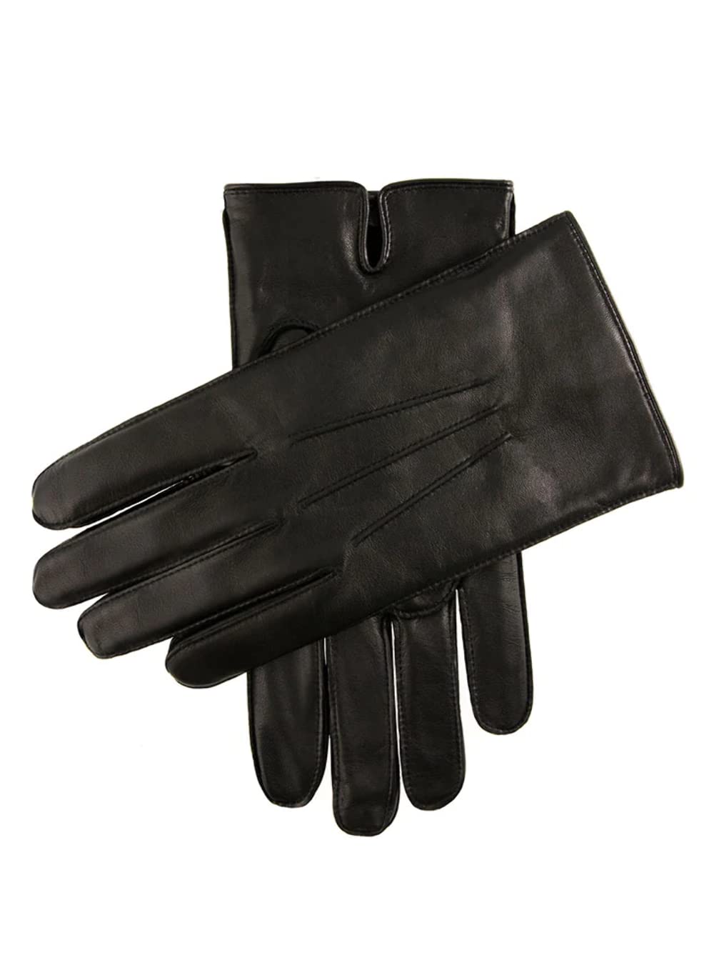 Dents Men's Black Three-Point Fleece-Lined Leather Gloves - / S