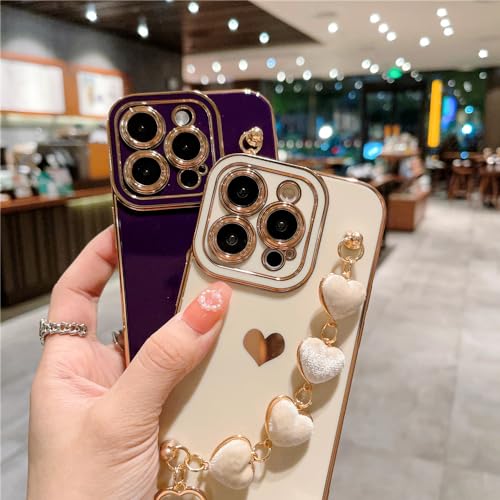 Étui iPhone 13 anti-perte coque blanche géométrique à chaîne pratique