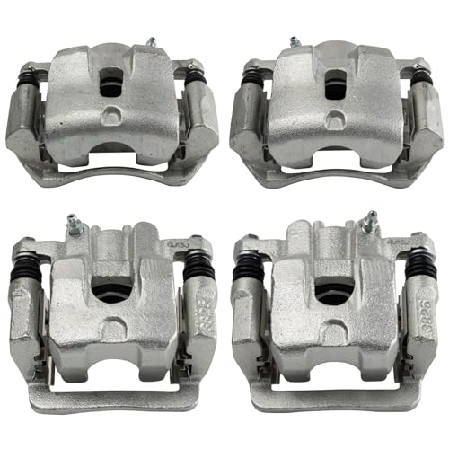 Image of TRQ Front and Rear Brake Caliper Set Zinc Coated Brackets Hardware Compatible with 2003-2008 Honda Pilot