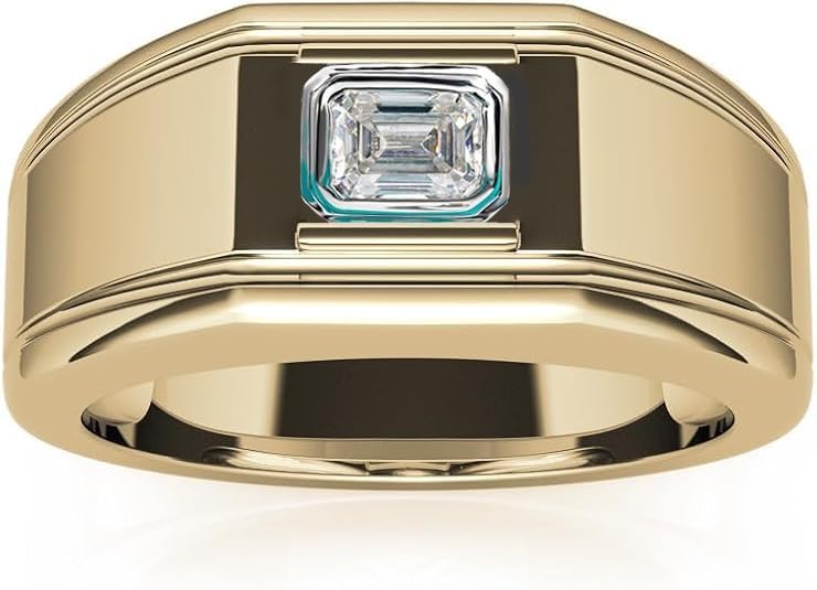 Moissanite Engagement Rings for Men 10K/14K/18K Gold Princess Square Cut,Moissanite Engagement Ring,Moissanite men Wedding Band Anniversary Ring