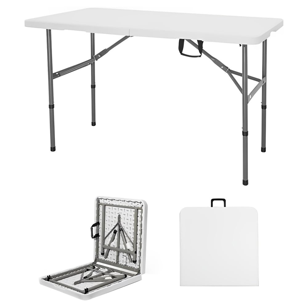 HEXAR® Folding Table, Portable Heavy Duty Multipurpose table, Centerfold Ideal for Crafts Outdoor Events, Easy to Carry Durable Table with Handle (122x60x74)
