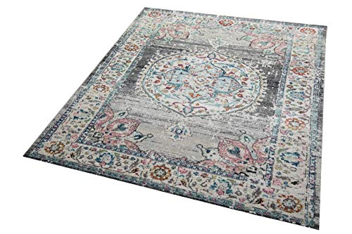 CARPETIA Teppich Outdoor Orientteppich Wohnzimmerteppich Ornamente in grau Größe 160 cm Rund – Bild 4