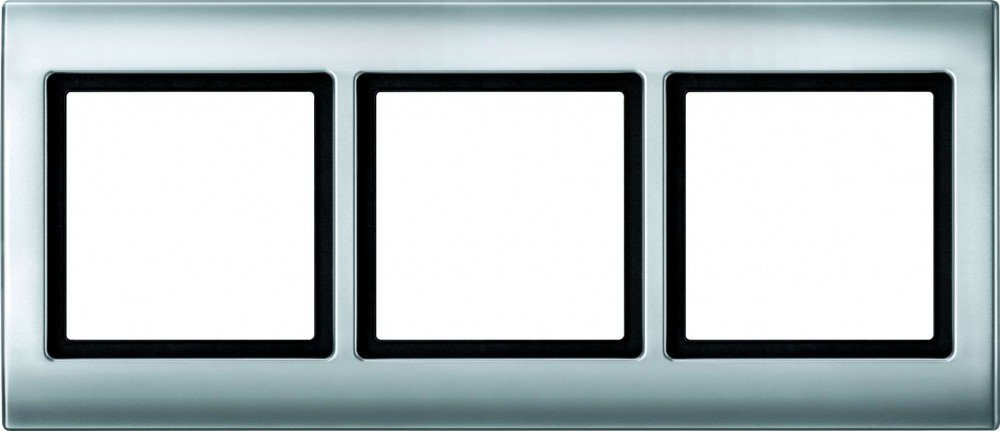 Plaque de finition Merten 3 postes aluminium pour harmoniser le salon ou la cuisine