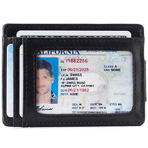 Image of alpine swiss Harper Mens RFID Slim Money Clip Front Pocket Wallet Minimalist Leather ID Card Holder