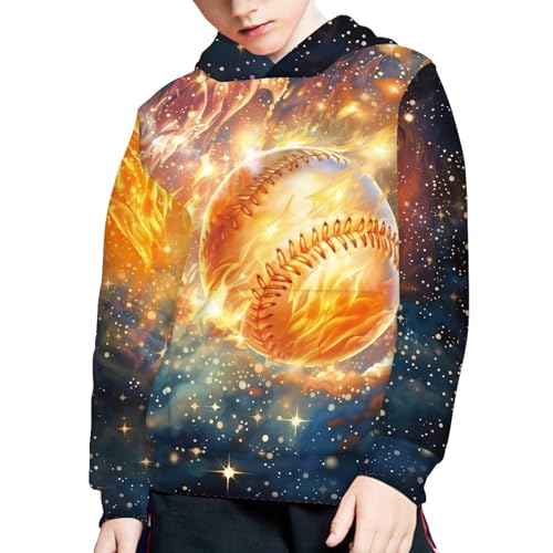 Image of WELLFLYHOM Boys Hooded Sweatshirts Hoodie Pullover Cool Graphic Crewneck Blouses Size 6-16