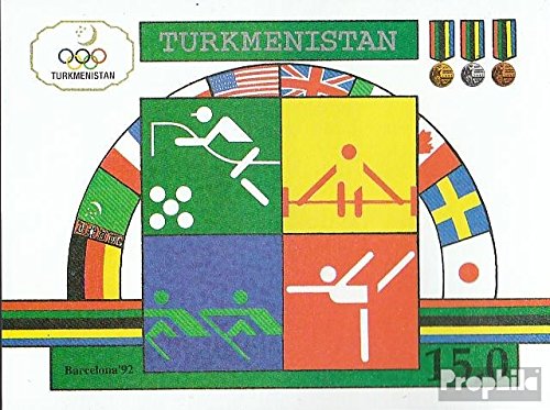 Prophila Collection Turkmenistan Blocco 2 (Completa Edizione) 1992 Olympics Estate 92 (Francobolli per i Collezionisti) Olimpiadi