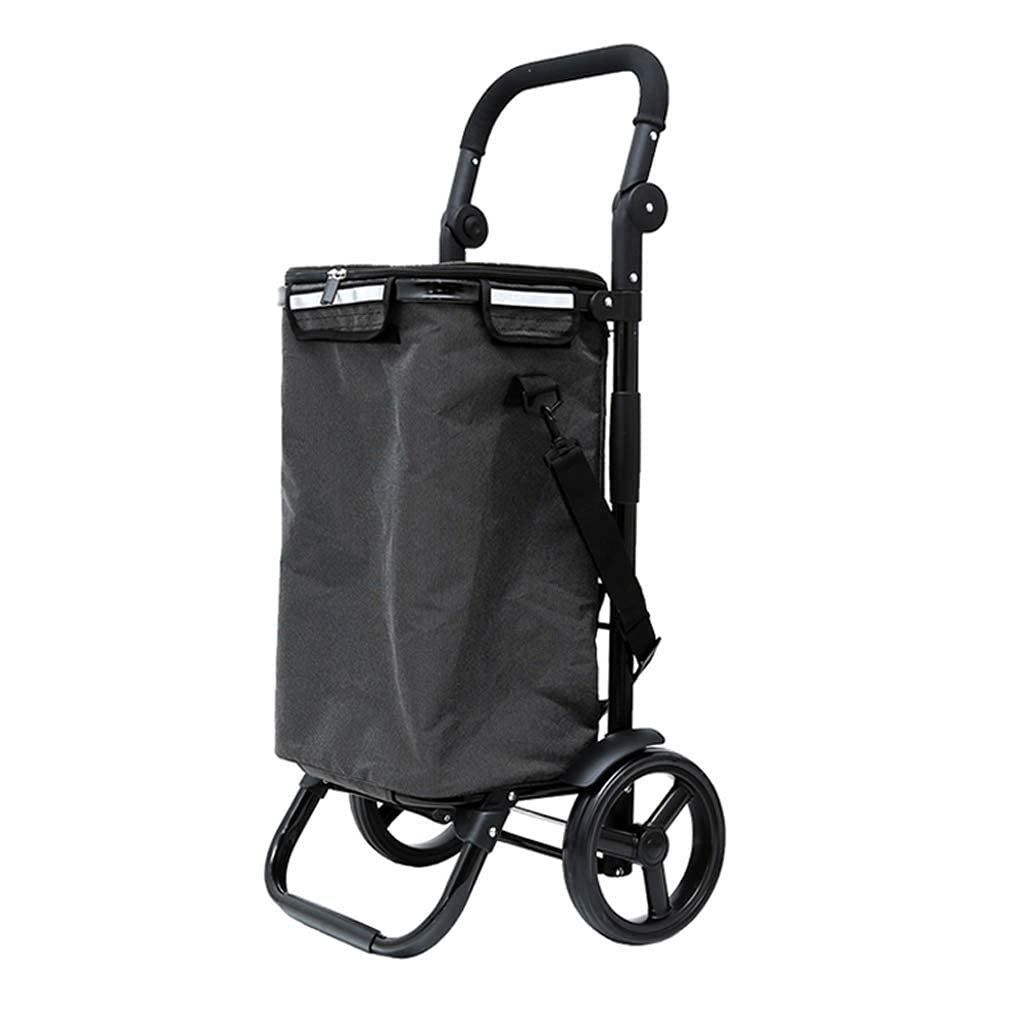 TKJfdTY Trolley Multi-Function Shopping Trolleys,Kitchen Storage Utility-Carts Shopping Cart Folding Out Old Grocery Shopping Cart Portable Large Capacity Elderly Walking Assis, White,Black Rod