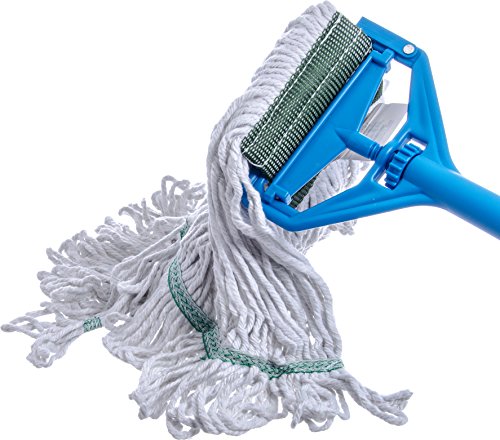 Image of SPARTA Flo-Pac Cotton Mop Head, Loop-Ended, Wide Band with 5 inch Green Band for Organized Cleaning, Medium, White, (Pack of 12)