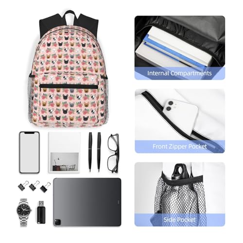 Sac à dos bouledogue français unisexe léger pour ordinateur portable - 6
