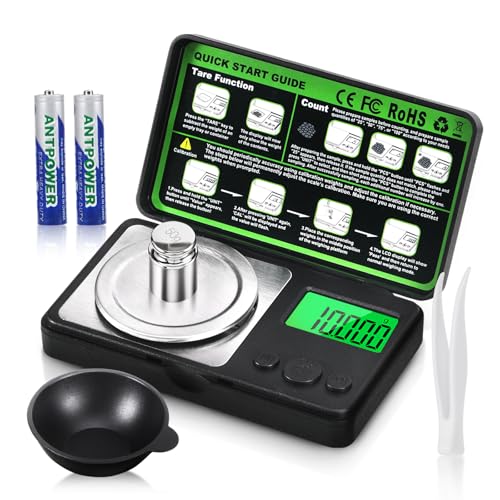 50g/0.001g Digital Milligram Scale Digital Scales Precision Scale Pocket Micro Scales for Jewelry Powders Medicine food High Precision Mg Scale with Tweezer Cal Weight Battery Measuring Cup-50g MAX
