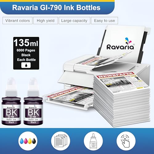 Image of GI 790 Ink Compatible for Canon Pixma g1000 / G1010 / G1100 / G2000 / G2002 / G2010 / G2012 / G2100 / G3000 / G3010 / G3012 / G3100 / G4000 / G4013 (790 Ink Black 2 Pcs)