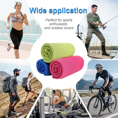 5 Stück Sporthandtuch – Mikrofaser Kühlendes Handtuch, Fitness Sport Kühltuch mit Tragbaren Silikonhüllen, Eisseidenstoff Cooling Towel, Kühltücher für Yoga, Strand, Golf, Camping