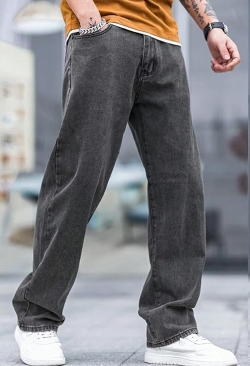 Image of JAAR Loose Fit Jeans for Men - Oversized Baggy Denim Pants | Mid Rise Streetwear Style |