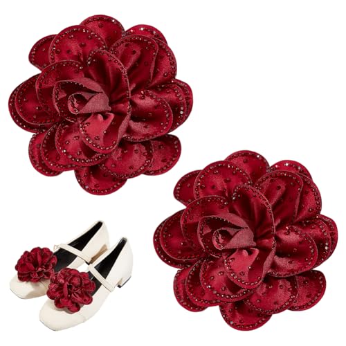 CRAFTYMELODY 2 clips de zapatos para mujer 3D con rosas de diamantes de imitación, pinzas para zapatos, flores decorativas, accesorios para mujer, tacones altos y sandalias