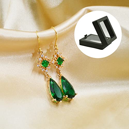 MOMOCAT 18K Gold Plated Vintage Emerald Green and Gold Hanging Earings Statement Earingings Dangling Formal Chandelier Fancy Dangle Earring Jewelry Hypoallergenic Long Fashion Earrings Aesthetic for3